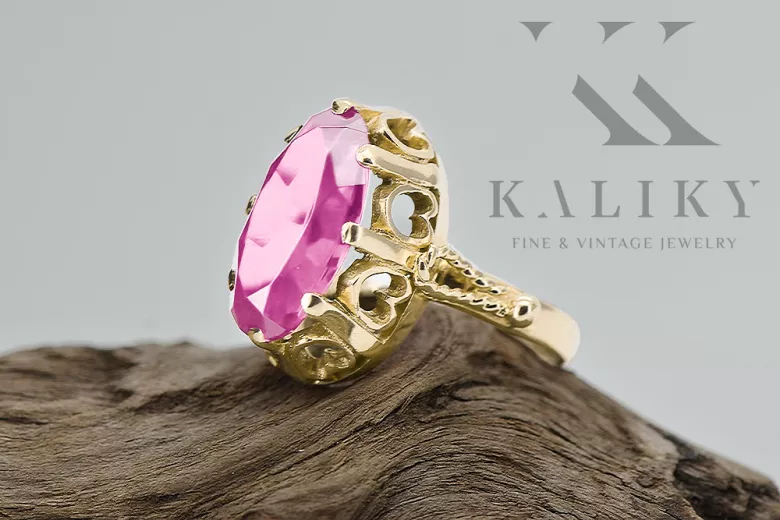 Аметист 14-кв Желтое золото Кольцо Винтаж vrc134y